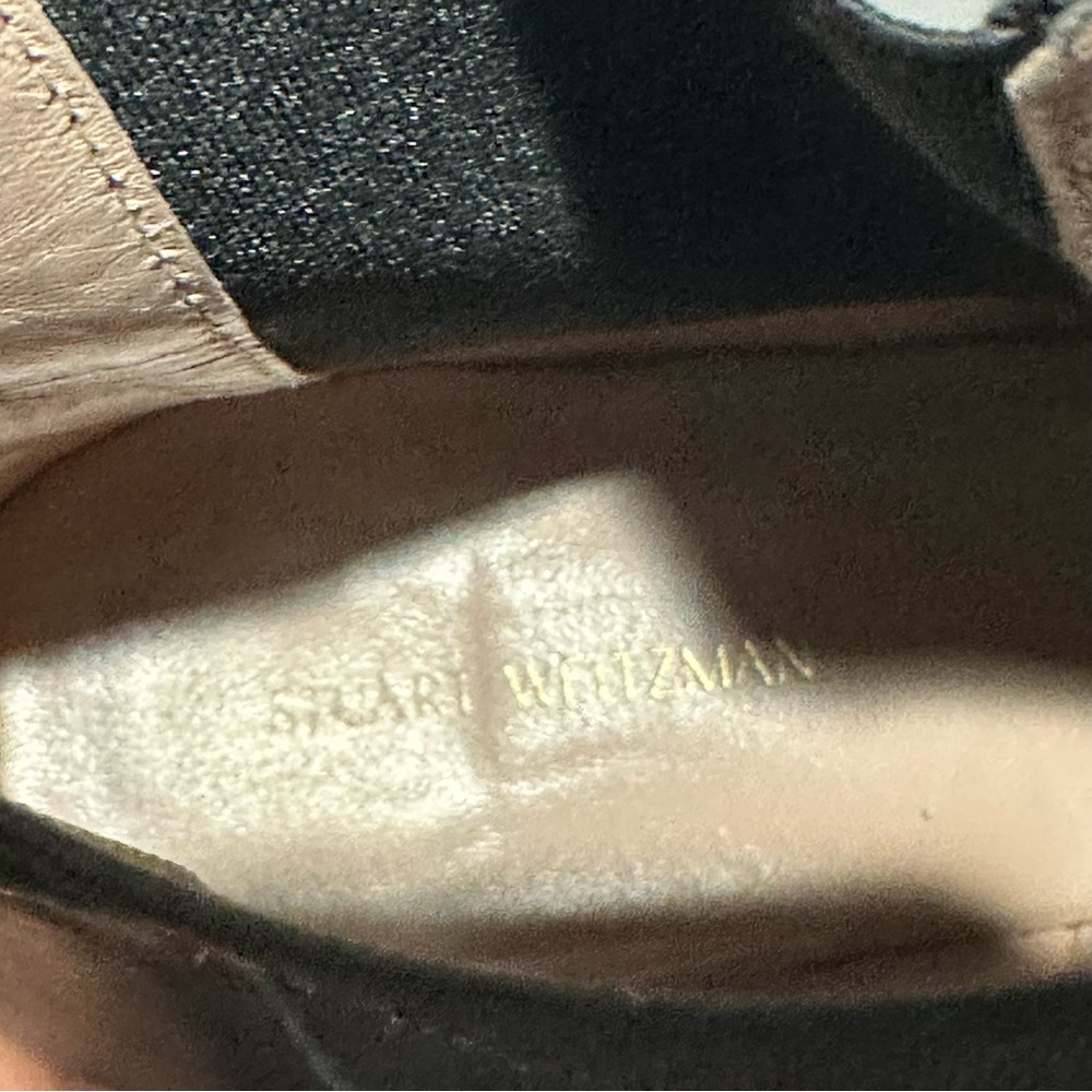 Stuart Weitzman Black Leather Gold Detail on Heels Bootie Size 40 - Picture 14 of 16